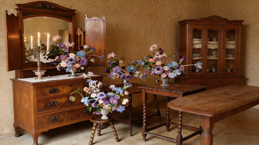 Black & Gold Bloom Noir – Luxury Faux Peony and Lily Floral Sculpture