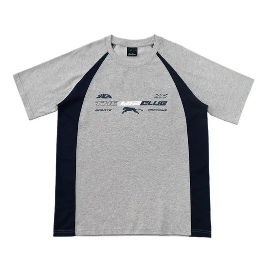 Racing Style Print Short Sleeve T-Shirt - Grey