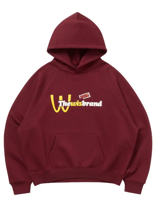 Thewiz Brand Foam Letter Printed Hoodies - Red