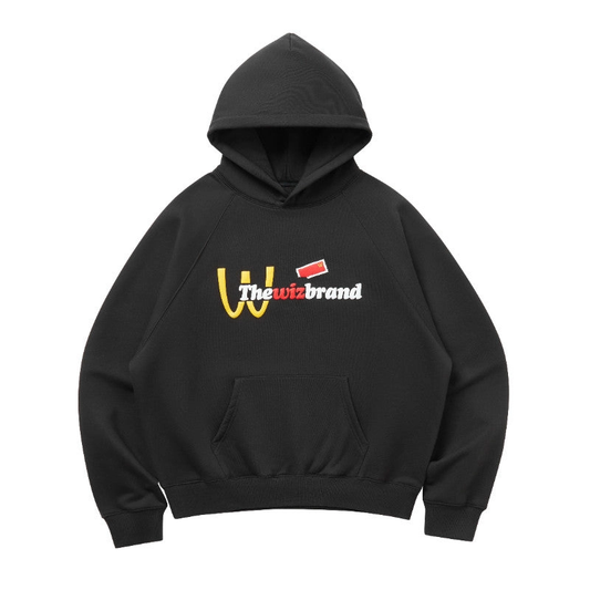Thewiz Brand Foam Letter Printed Hoodies - Black