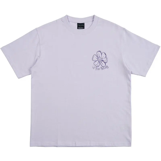 THE WIZ Flower Print Short Sleeve T-Shirt - Purple