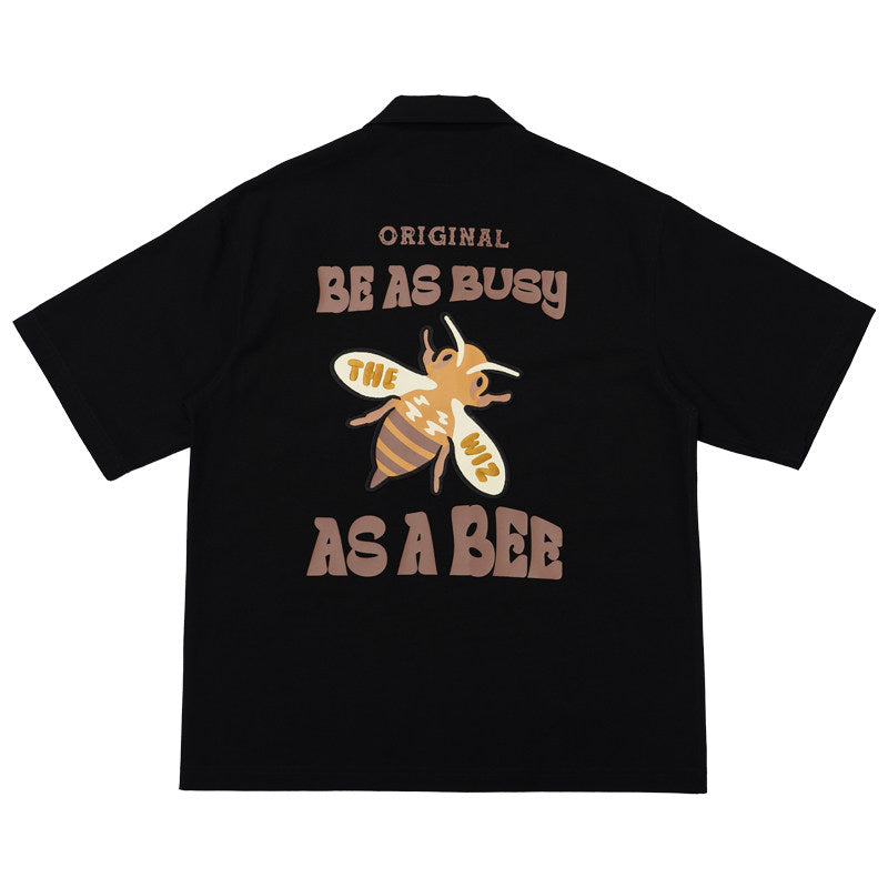 AS A BEE Print Pattern Long Sleeve Shirt - Beige