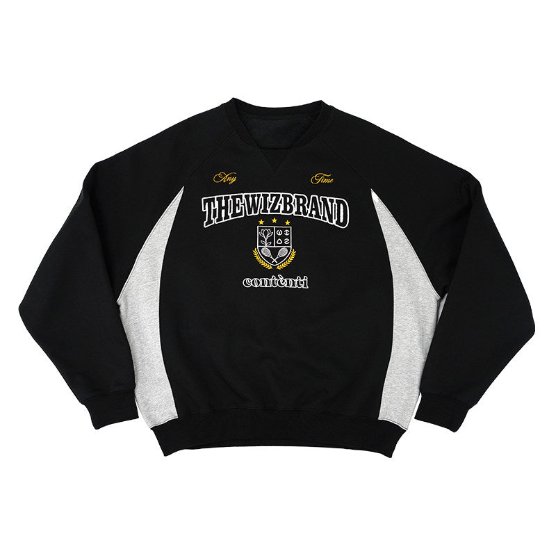 Sporty Color-blocked Embroidered Fleece Pullover