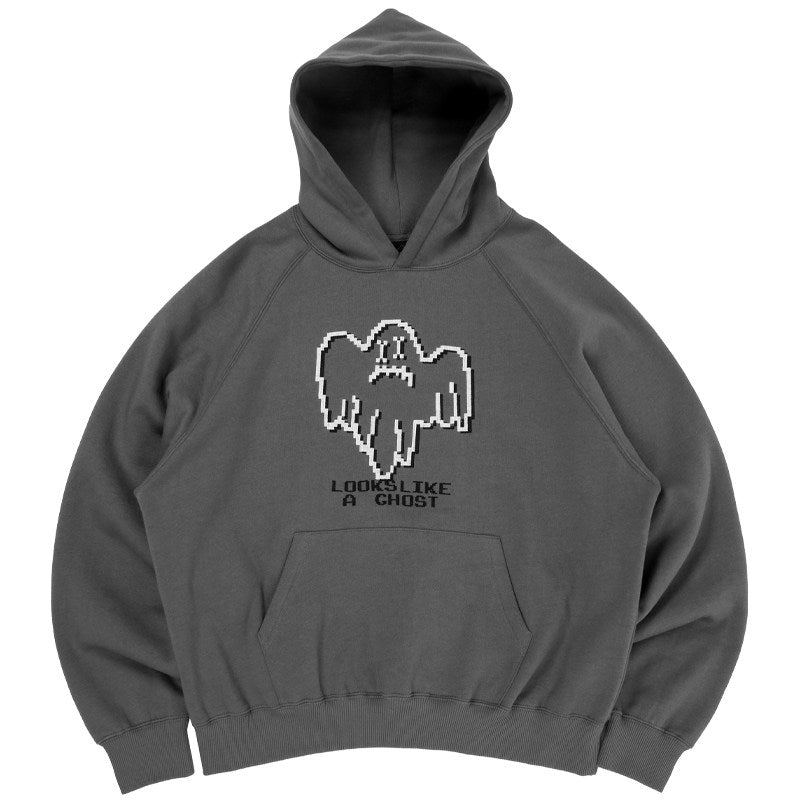 LOOKS LIKE A CHOST Embroidered Thick Hoodies - Black
