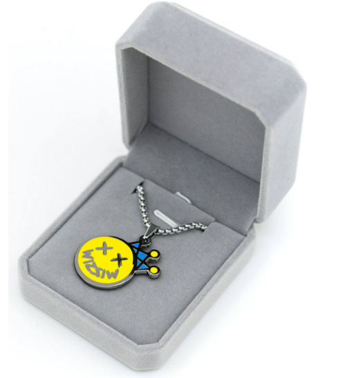 Crown Smiling Face Enamel Necklace