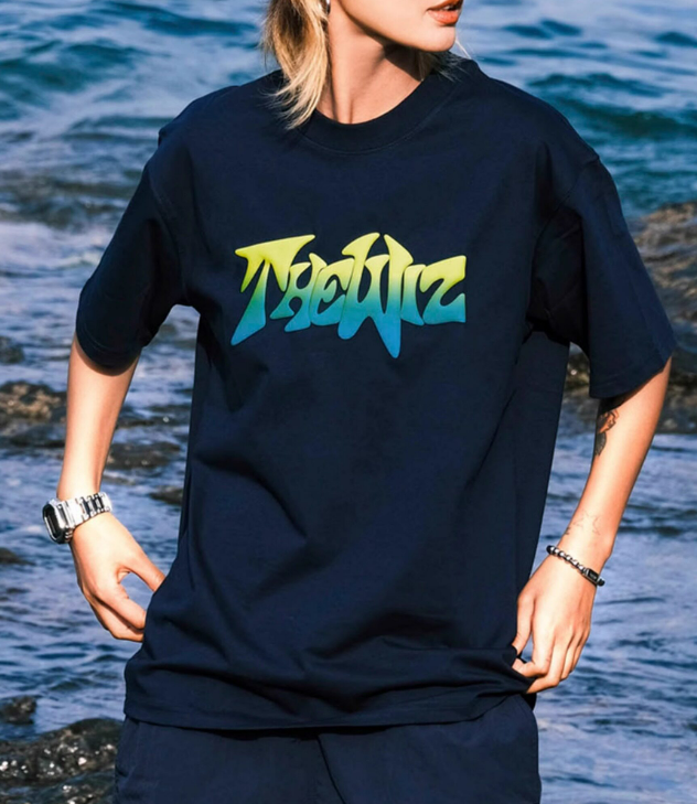 THE WIZ Logo Print Short Sleeve T-shirt - Navy