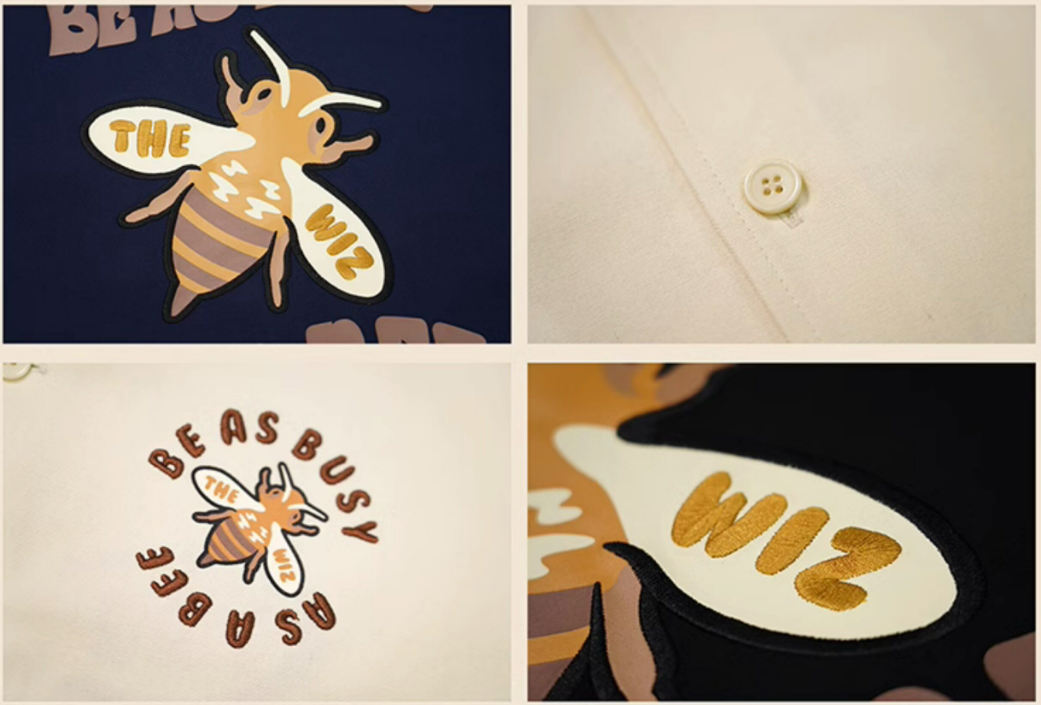 AS A BEE Print Pattern Long Sleeve Shirt - Beige