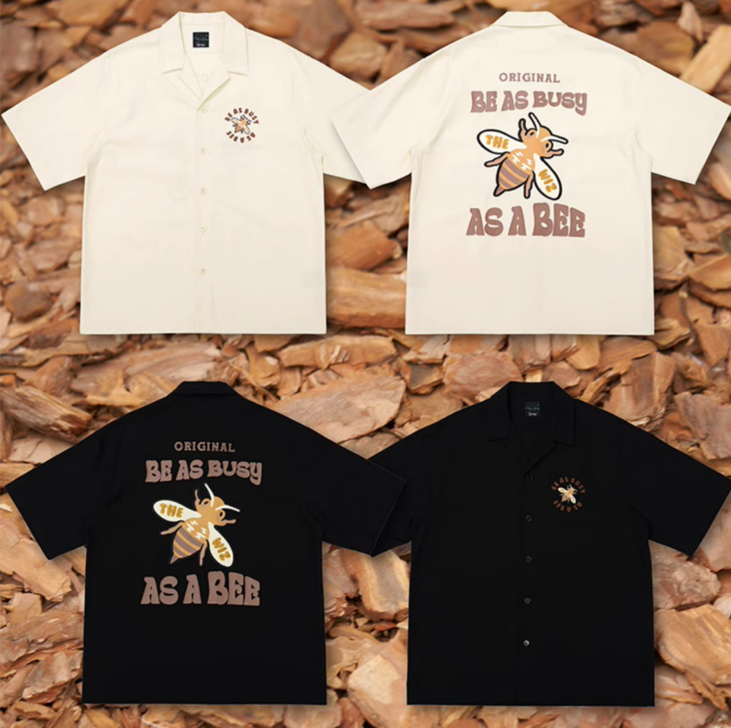 AS A BEE Print Pattern Long Sleeve Shirt - Beige